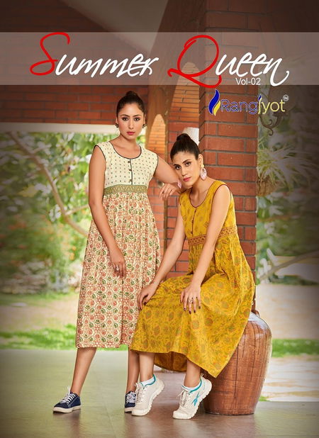 Summer Queen Vol 2 By Rangjyot Cotton Gold Printed Kurtis Wholesale Shop In Surat
 Catalog